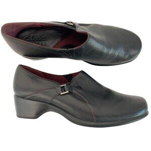 Vintage Clarks Leather Black Shoe Stretch Comfort Size 6.5M 73645 Slip On 7959